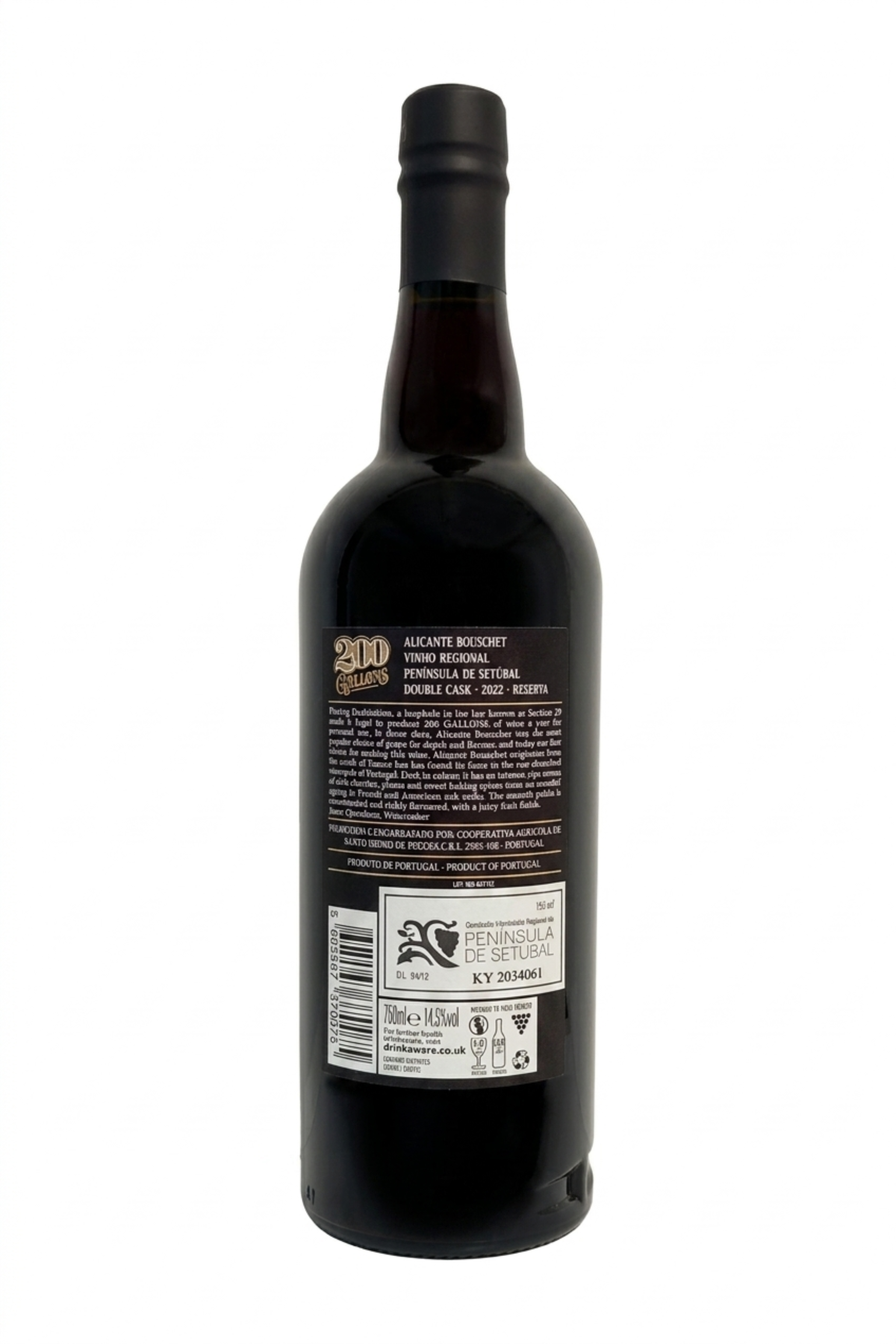 200 Gallons Alicante Bouschet Reserva 2022 – Vinho Tinto, Península de Setúbal, Portugal