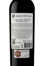 Contrarrotulo do Vinho Tinto Barão de Vilar Grande Reserva 2023 com detalhes técnicos