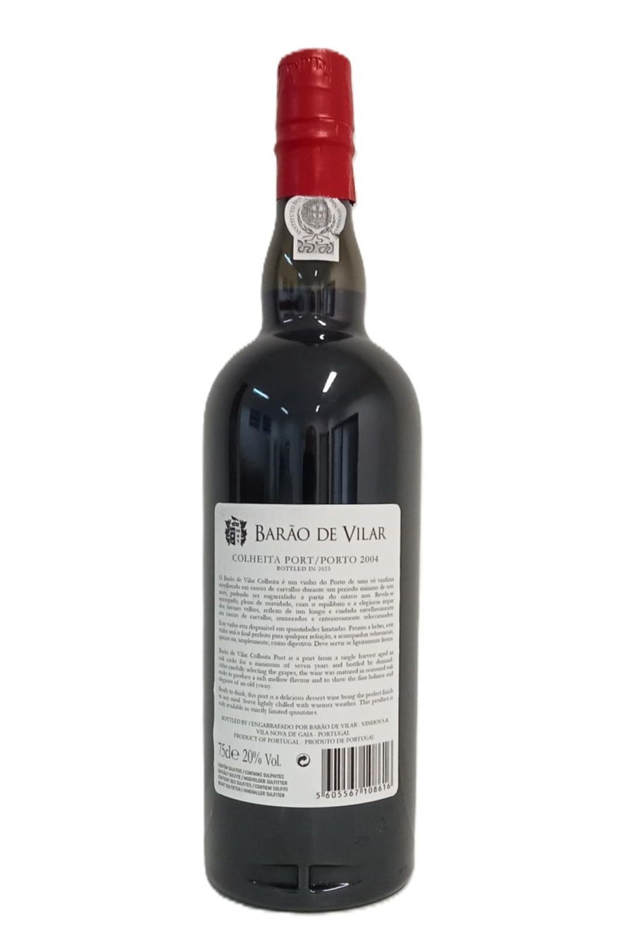 Contra-rótulo Porto Colheita 2004 informações vintage
