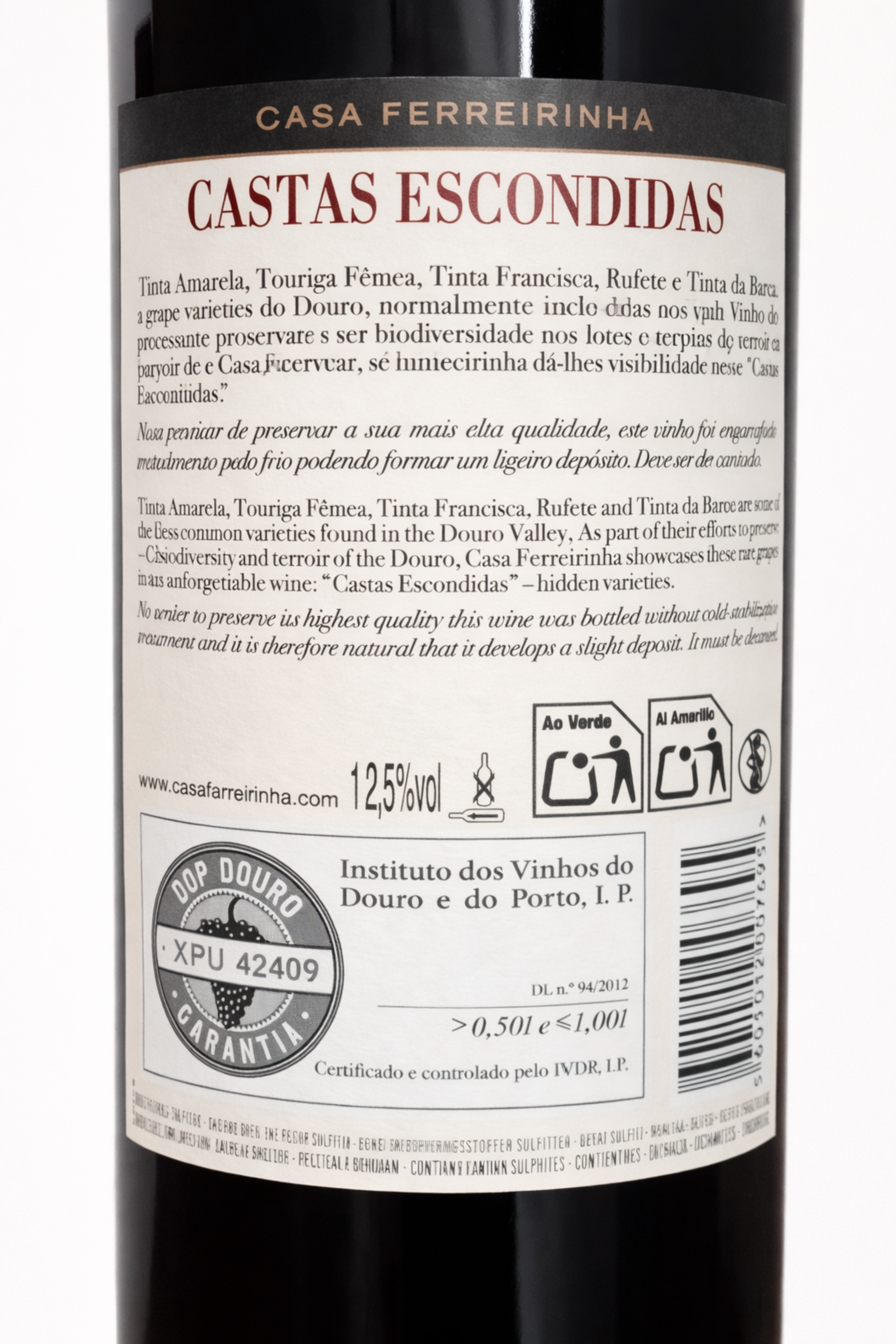 Casa Ferreirinha Castas Escondidas 2022 – detalhe garrafa Vinho Tinto Douro DOC, Casa Ferreirinha (Sogrape)
