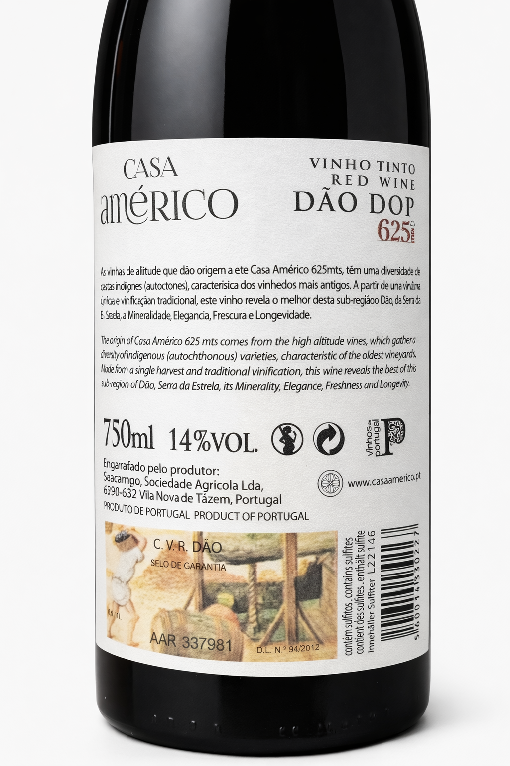 Contra-rótulo Casa Américo 625 mts - Informação técnica e notas de prova
