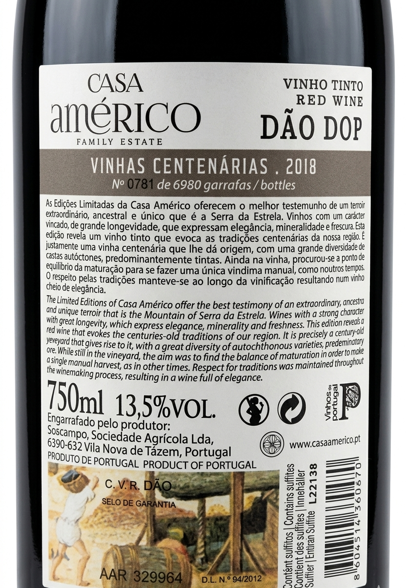 Casa Américo, Vinhas Centenárias, 2018