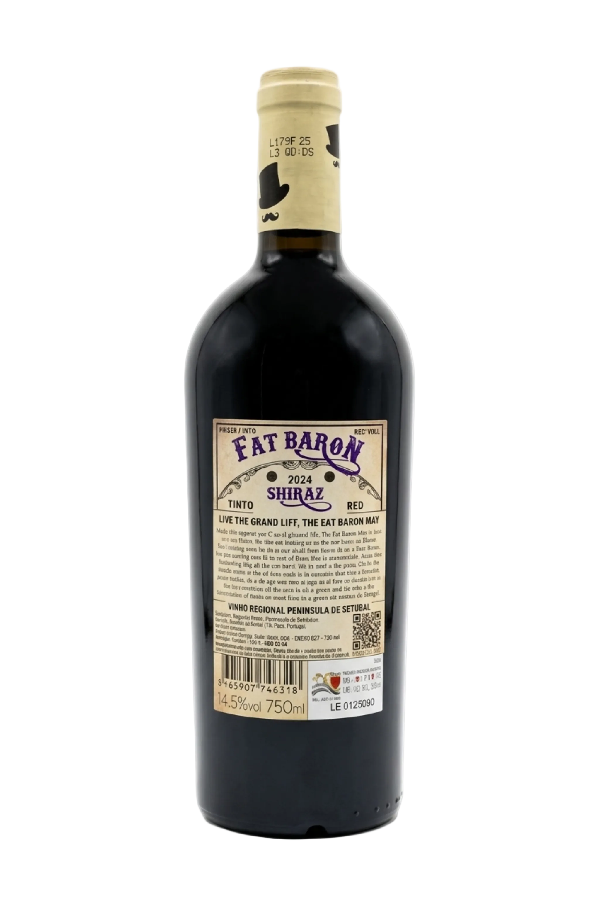 Contra-rótulo Fat Baron Shiraz Tinto 2024 – Ficha técnica e notas de prova

