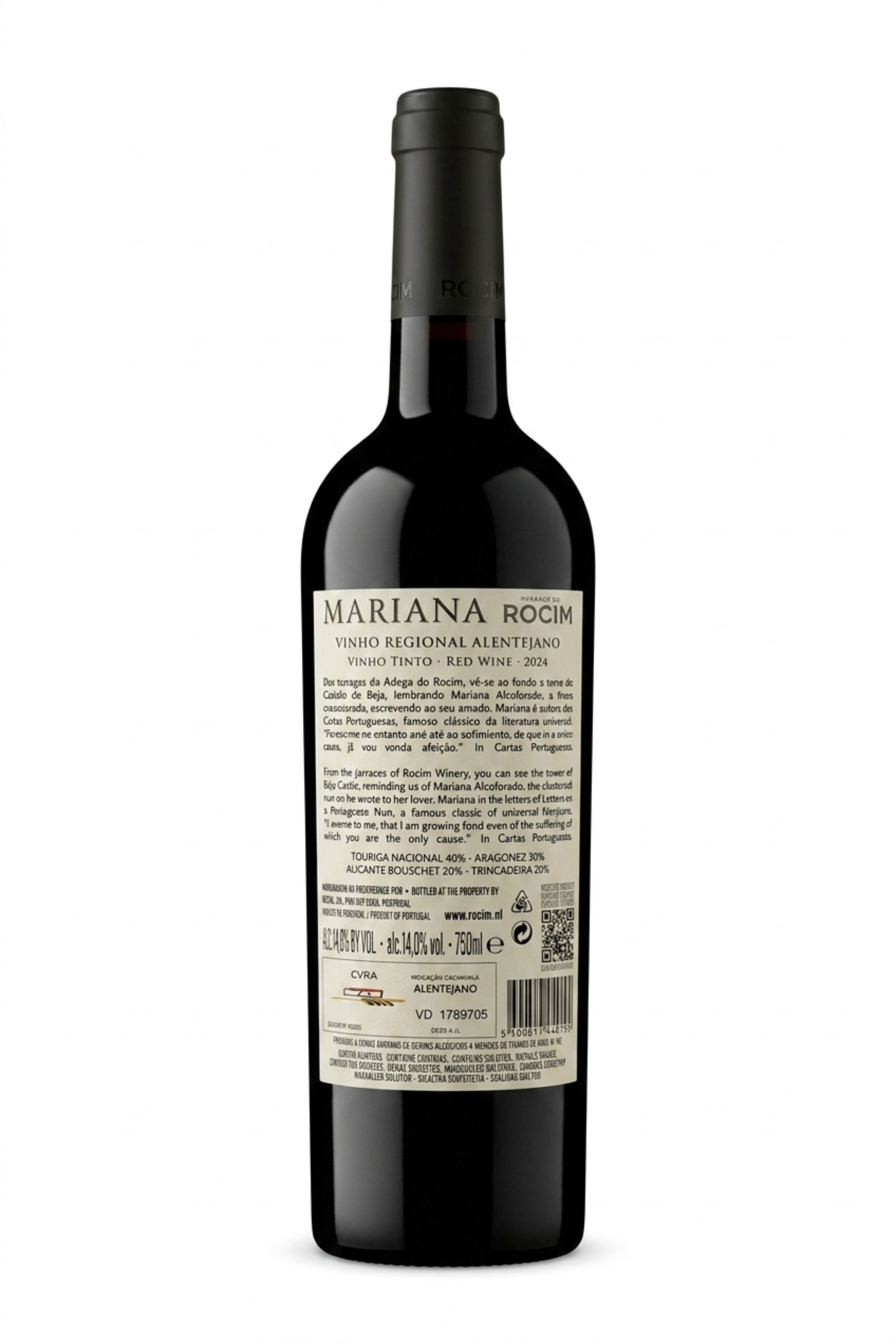 Contra-rótulo Herdade Rocim Mariana Tinto 2024 – Informação técnica, Alentejo, 75 cl
