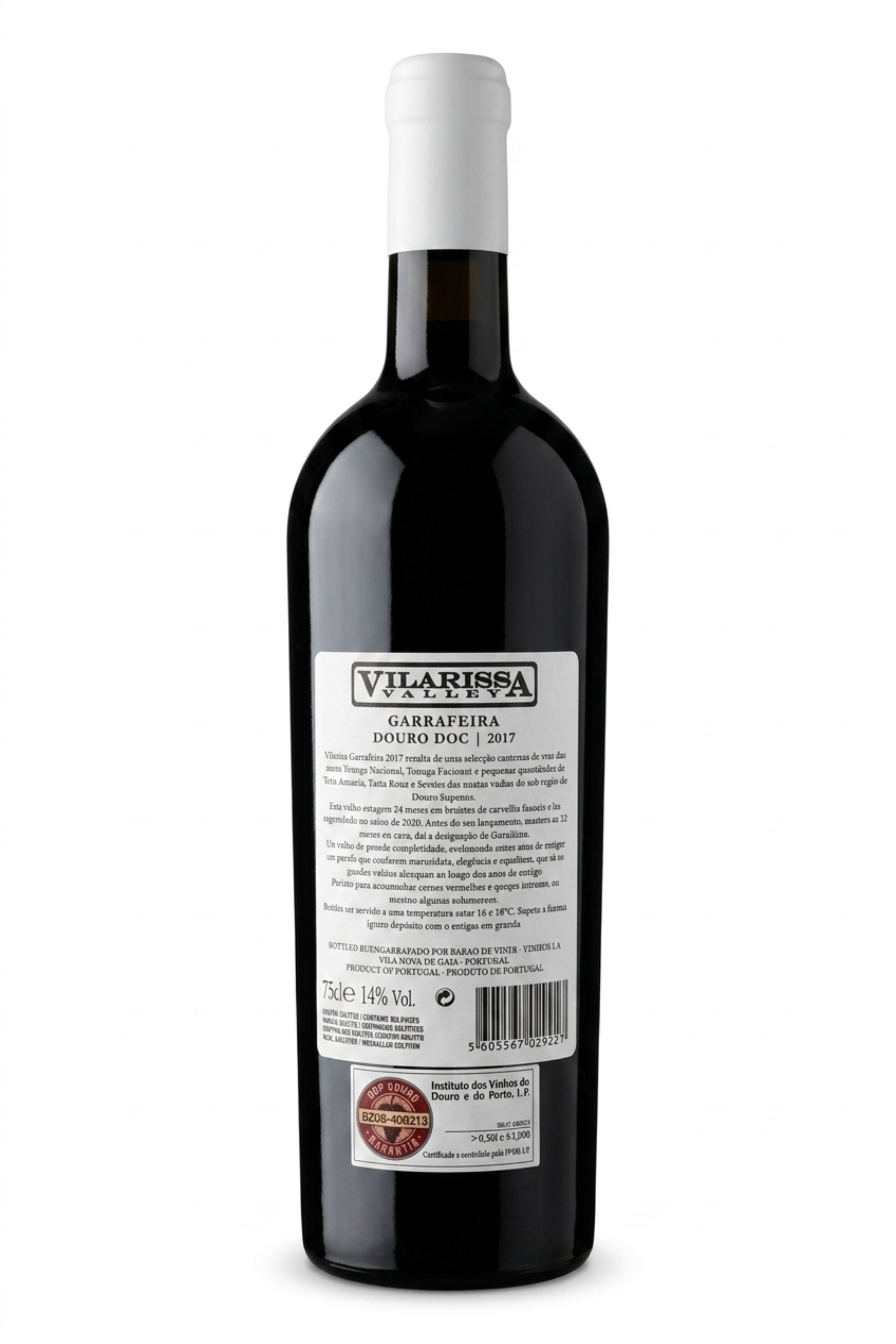 "Vilarissa Valley Garrafeira Douro 2017 – Contra-rótulo com informação técnica, Douro DOC, 14% álcool, 75cl"