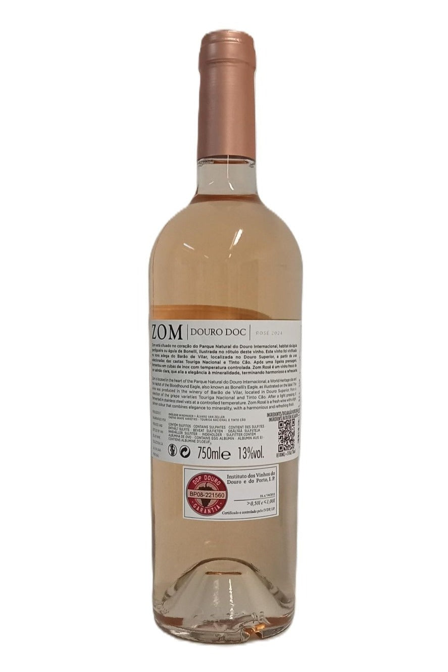 Contra-rótulo ZOM Rosé 2024 notas frutadas
